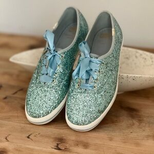 Keds & Kate Spade Blue Glitter Sneakers Classic Canvas
